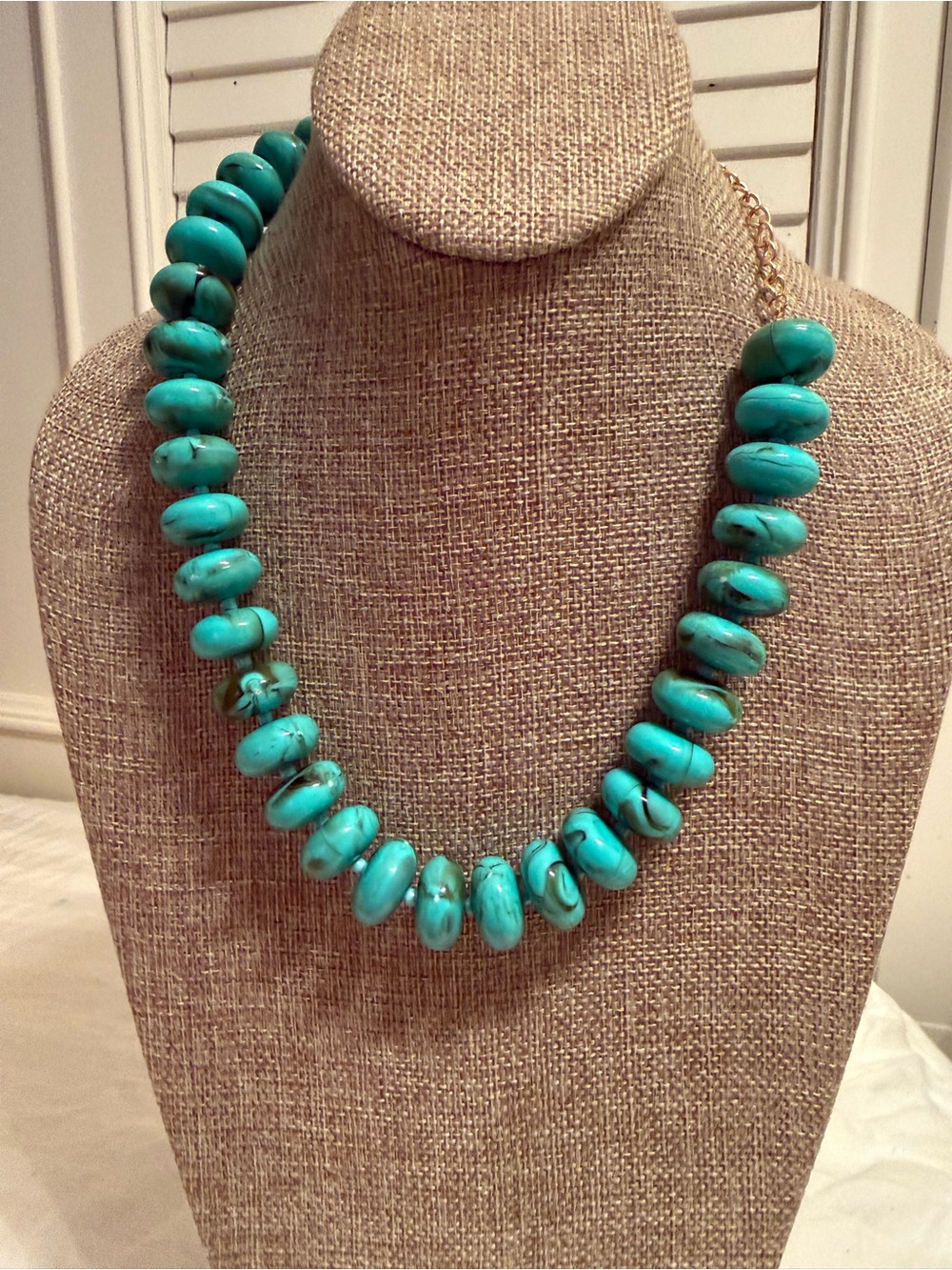 Turquoise Bead Strand Necklace - Vibrant Turquoise